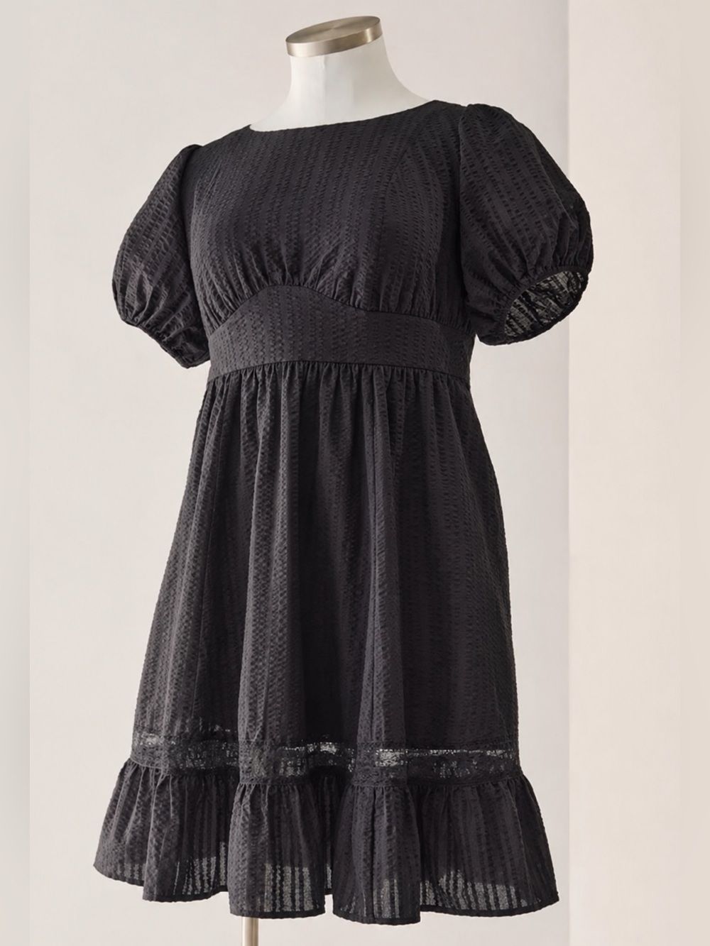 NWT • Torrid • Retro Chic • Black • Seersucker Swing Dress • Size 0/L/12
